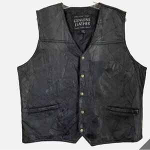 Vintage 1980s Biker Motorcycle Patchwork Genuine Leather Vest Navarre Leather M